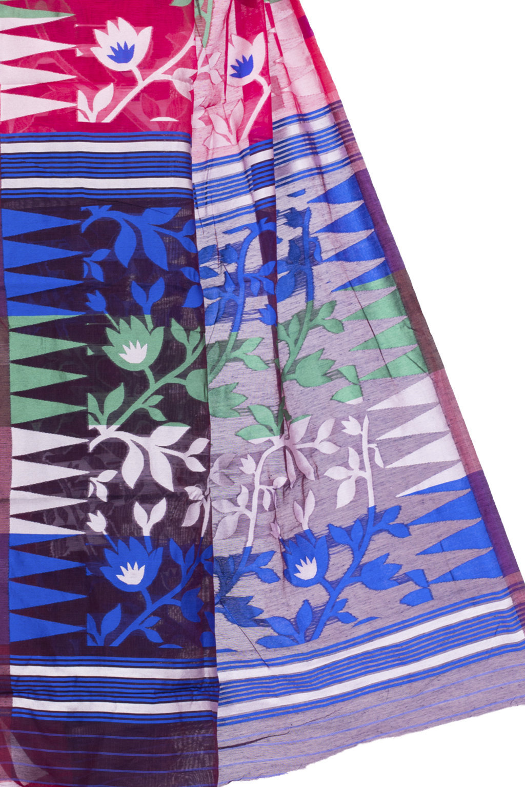 Purple Pure Cotton Tempel_Par_Jmdni Jamdani Saree (835)